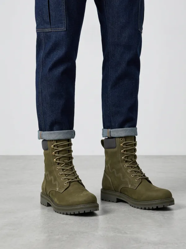 Unisex Wavy Stitching Print Work Boots