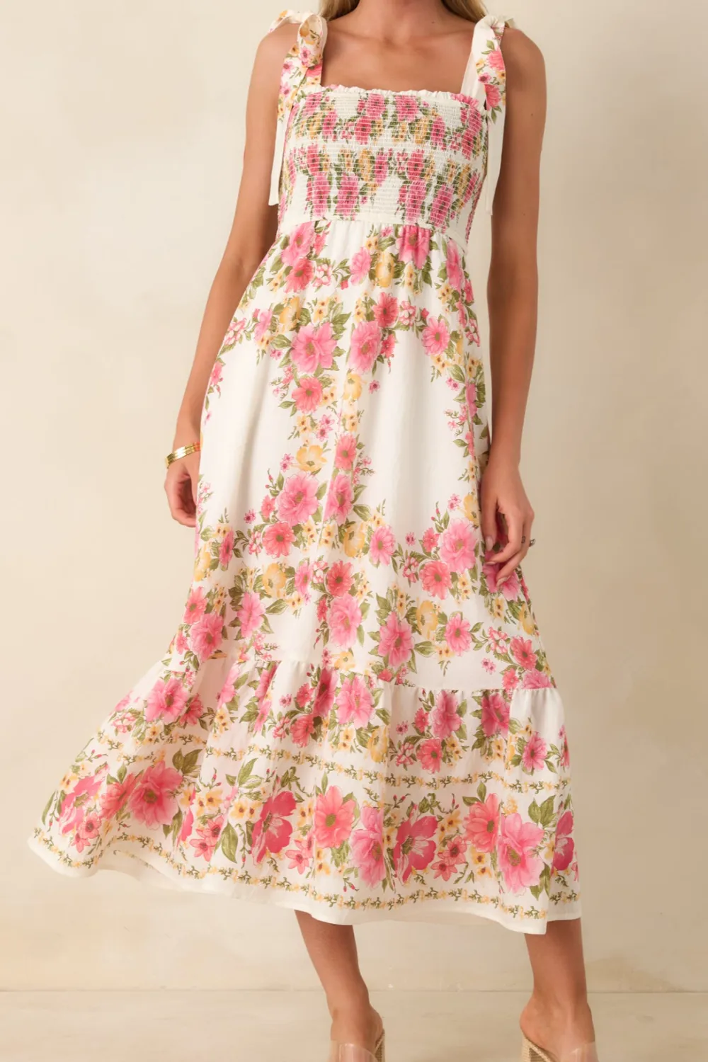 Floral Smocked Midi Dress