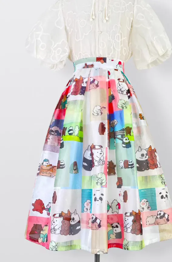 Cat Motif Bear Motif Skirt