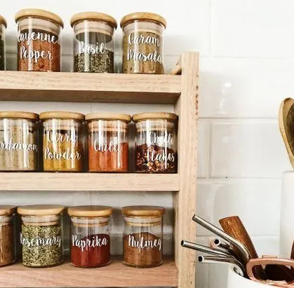 Glass Spice Pan Kitchen Storage Organizer