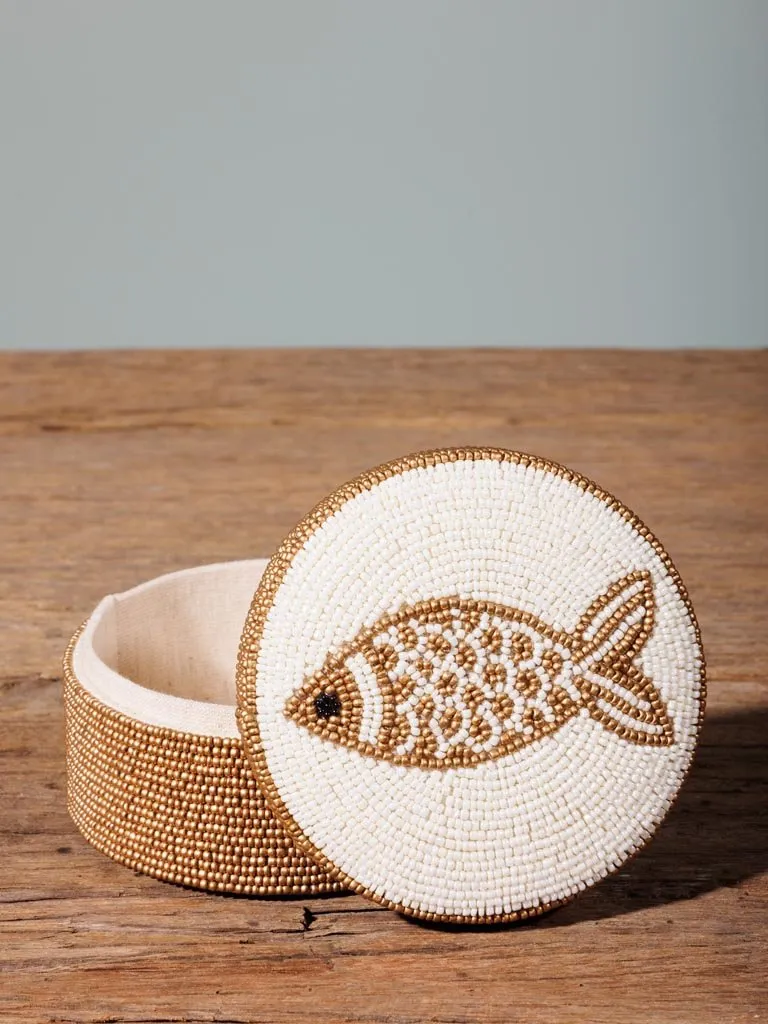 Beaded Round Keepsake Storage Box