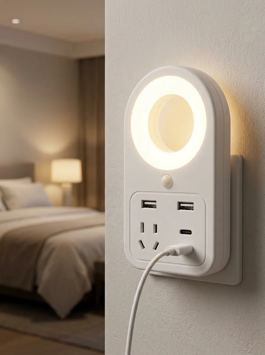 Home Bedroom Motion Sensor Ring Light USB Printed LED Outlet Cover