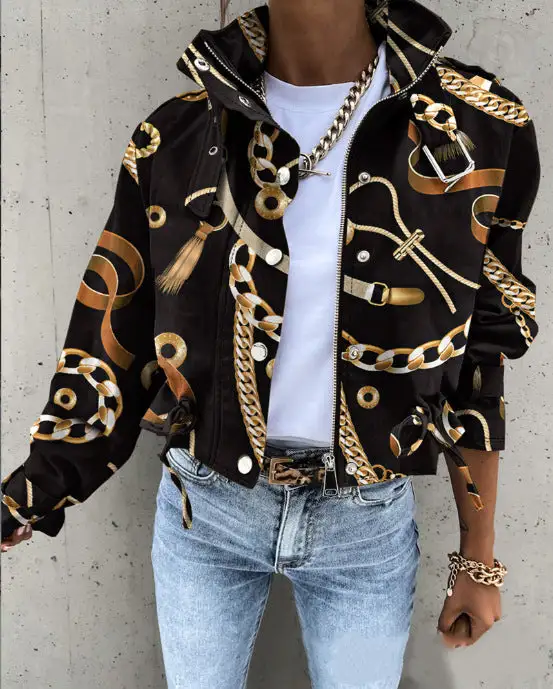 Drawstring Hem Collar Jacket