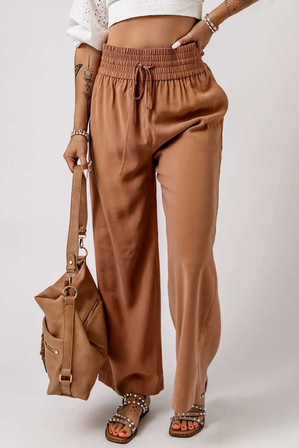 Smocked High Waist Pants
