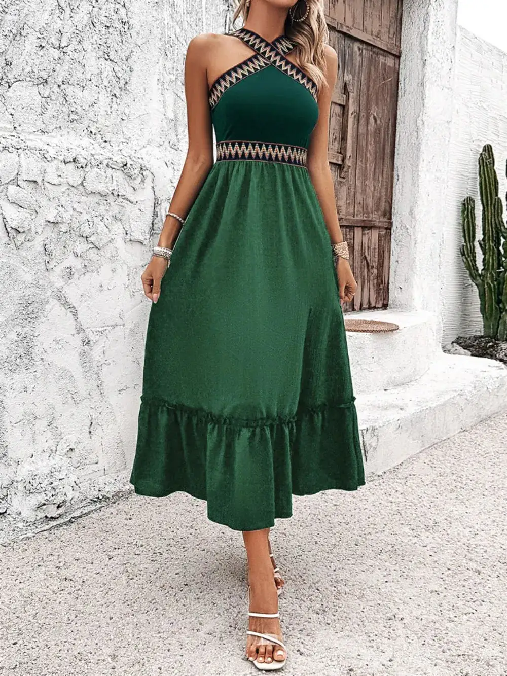 Everyday Ruffle Trim Midi Dress