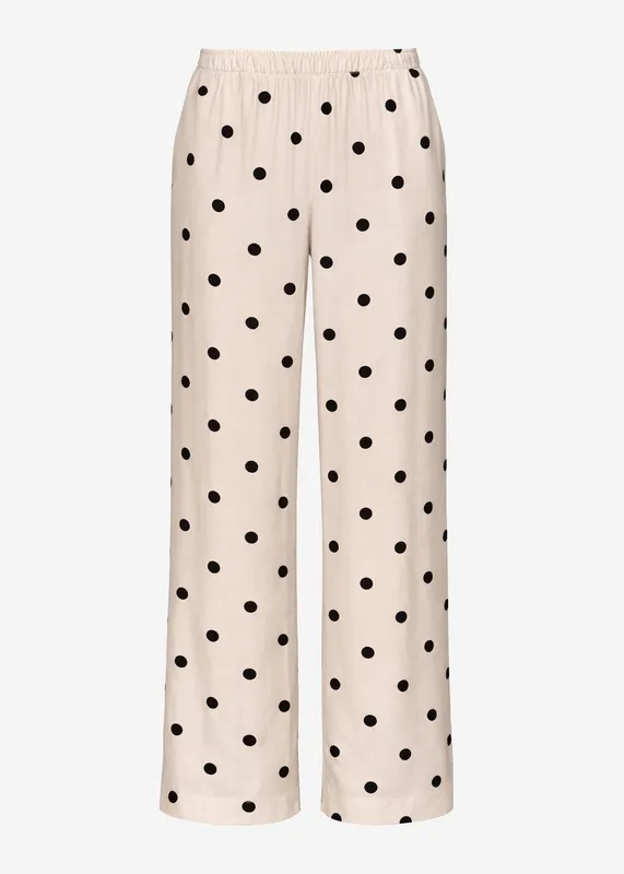 Off White Beige Polka Dot Wide Pants
