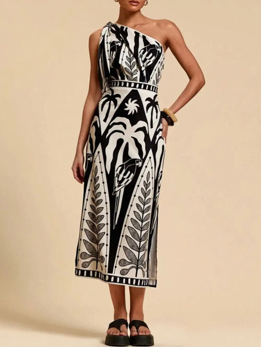 Modern One-Shoulder Midi Dress
