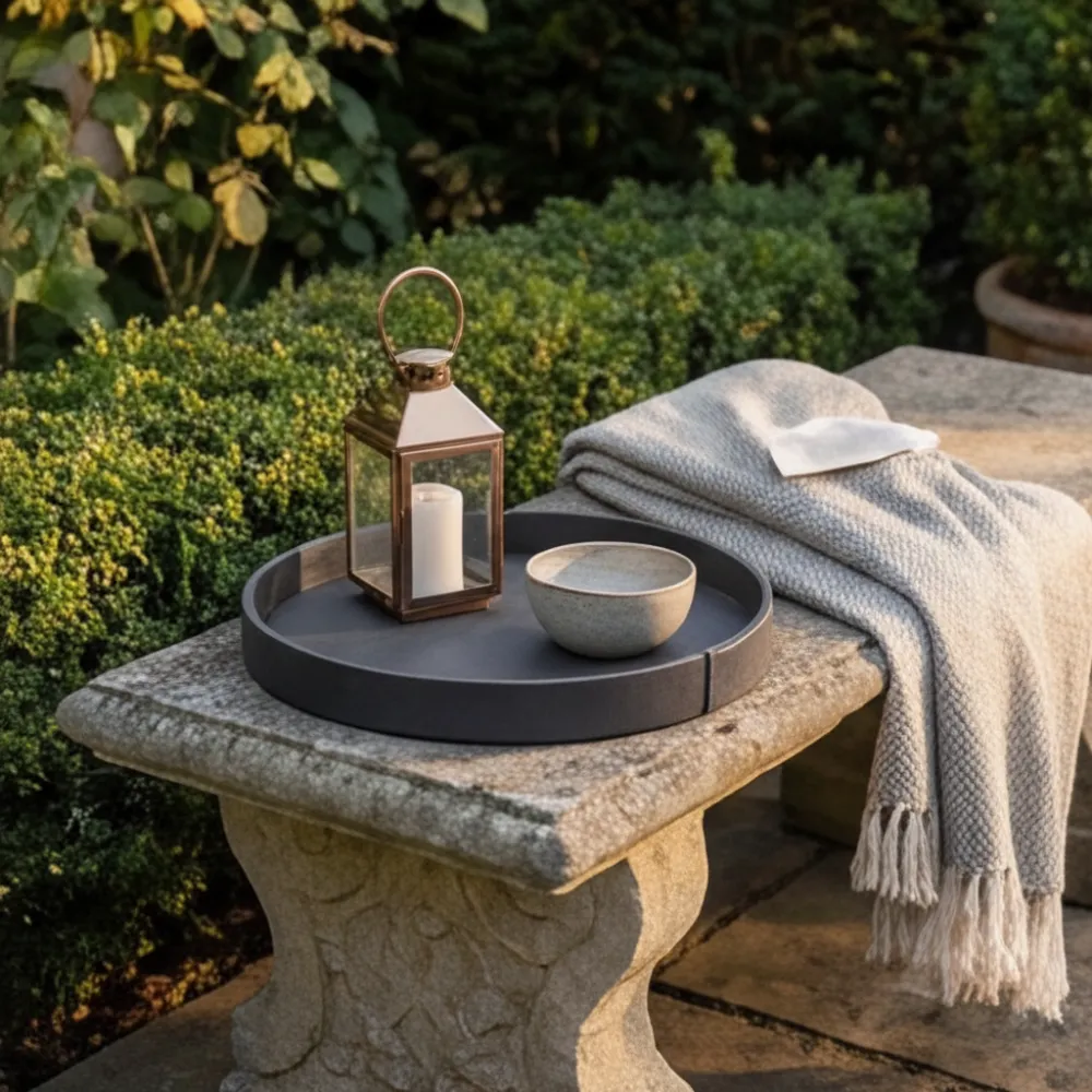 Calfskin Leather Round Tray