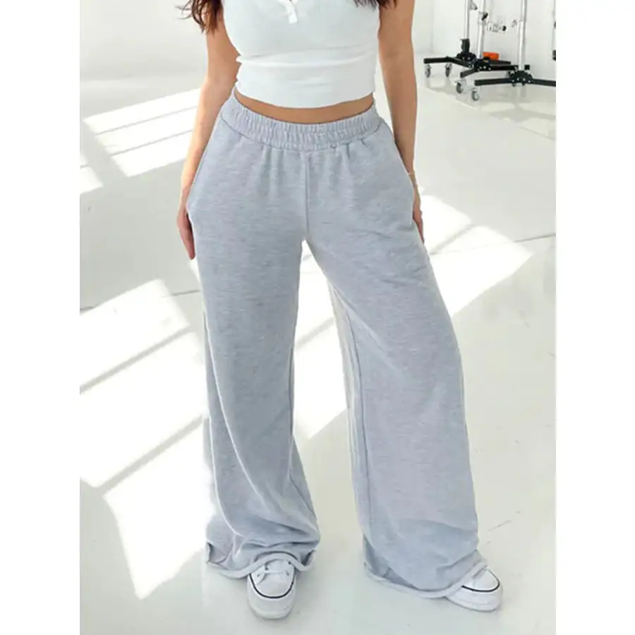 Classic Elastic Waist Wide Leg Pants