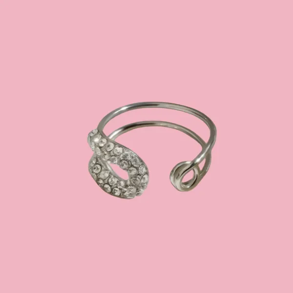 Safety Pin Zirconia Ring