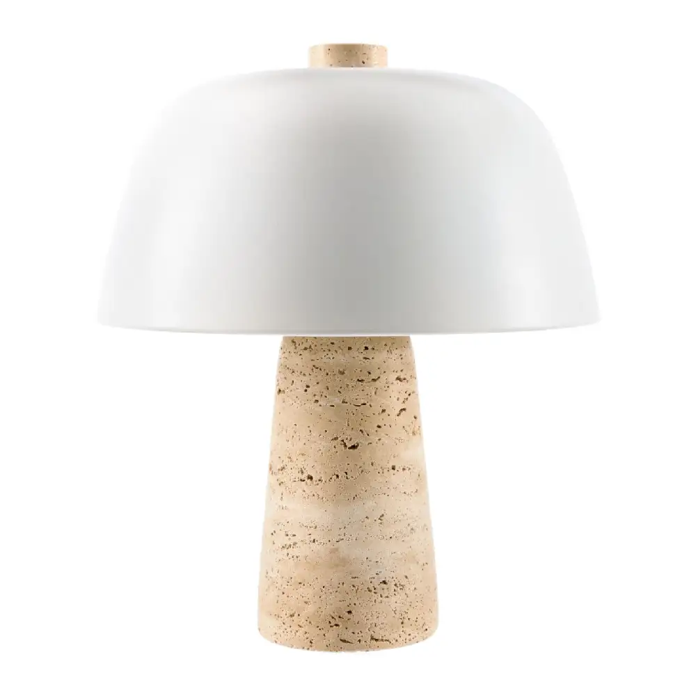 Minimalist Modern Travertine Metal Stone Table Lamp