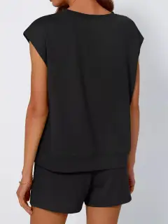Refined Drawstring Pocketed Shirt and Shorts Matching Set