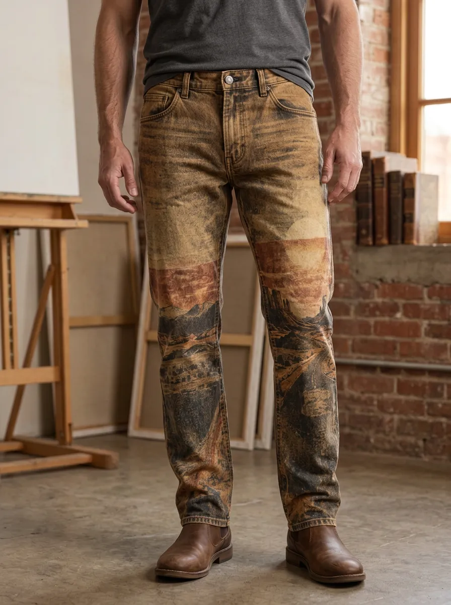 Men's Western Landscape Desert Sunset Printed Pants