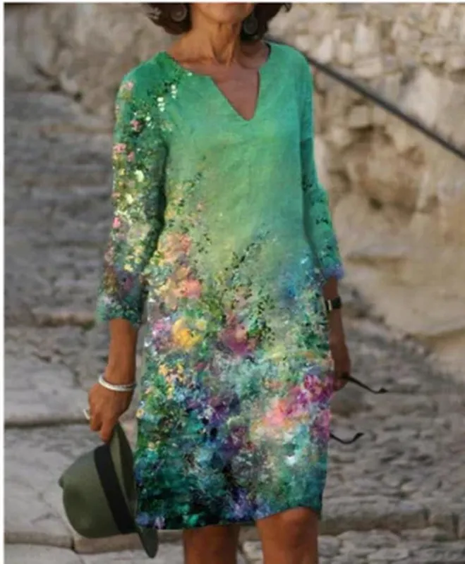 Floral V-Neck Midi Dress