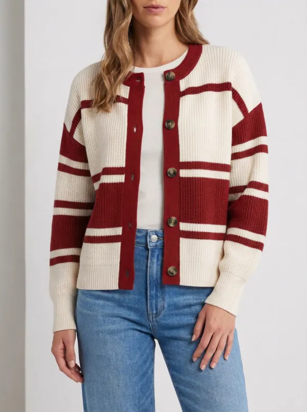 Classic Rugby Striped Button Front Cardigan