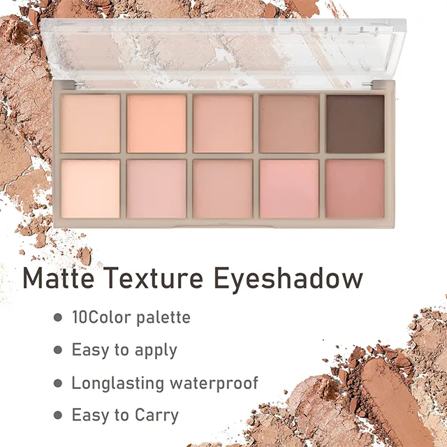 Matte Satin Shimmer High-Pigment Eye Makeup Pallet 10 Colors Matte Eyeshadow Palette