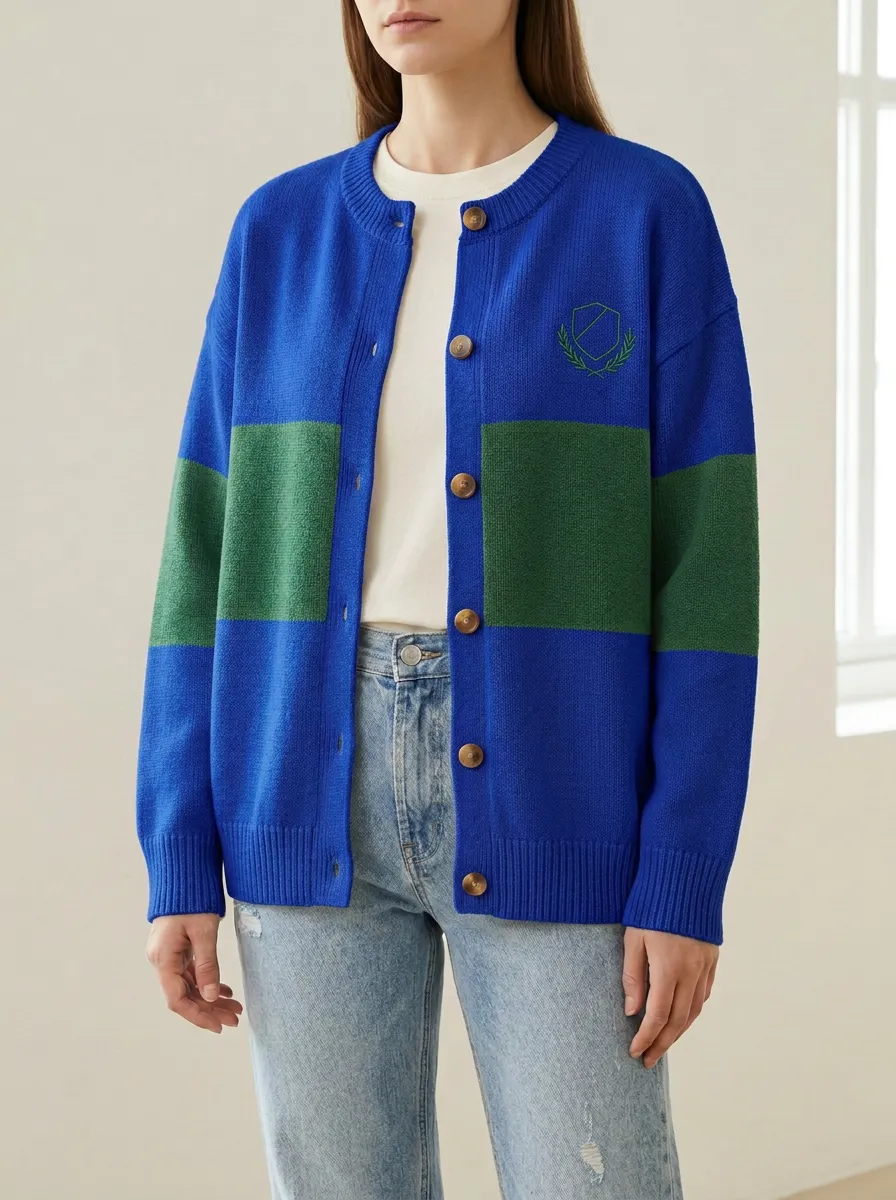 Rugby Shield Laurel Wreath Embroidered Cardigan