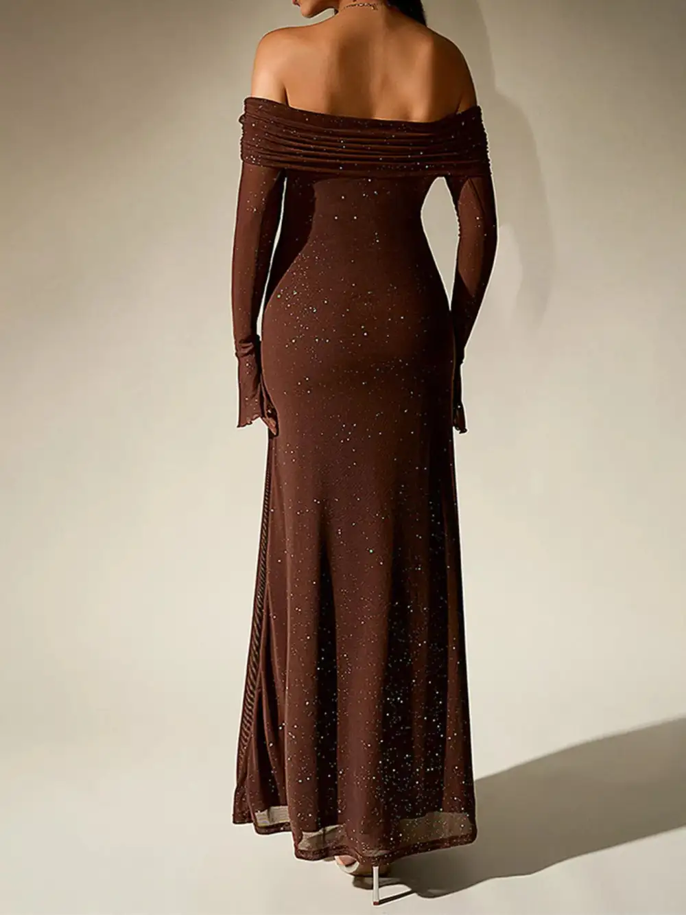 Glitter Off Shoulder Maxi Dress