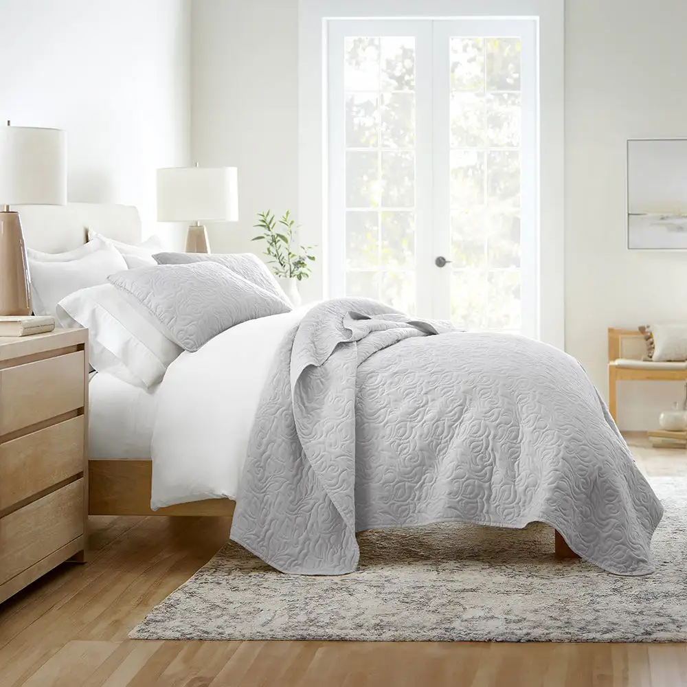 Floral Stitch Quilted Coverlet Set
