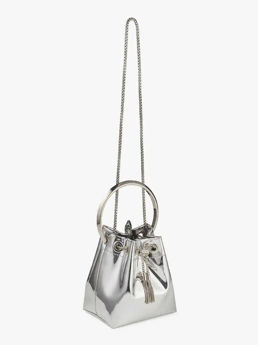 Evanna Metallic Round Handles Bucket Bag