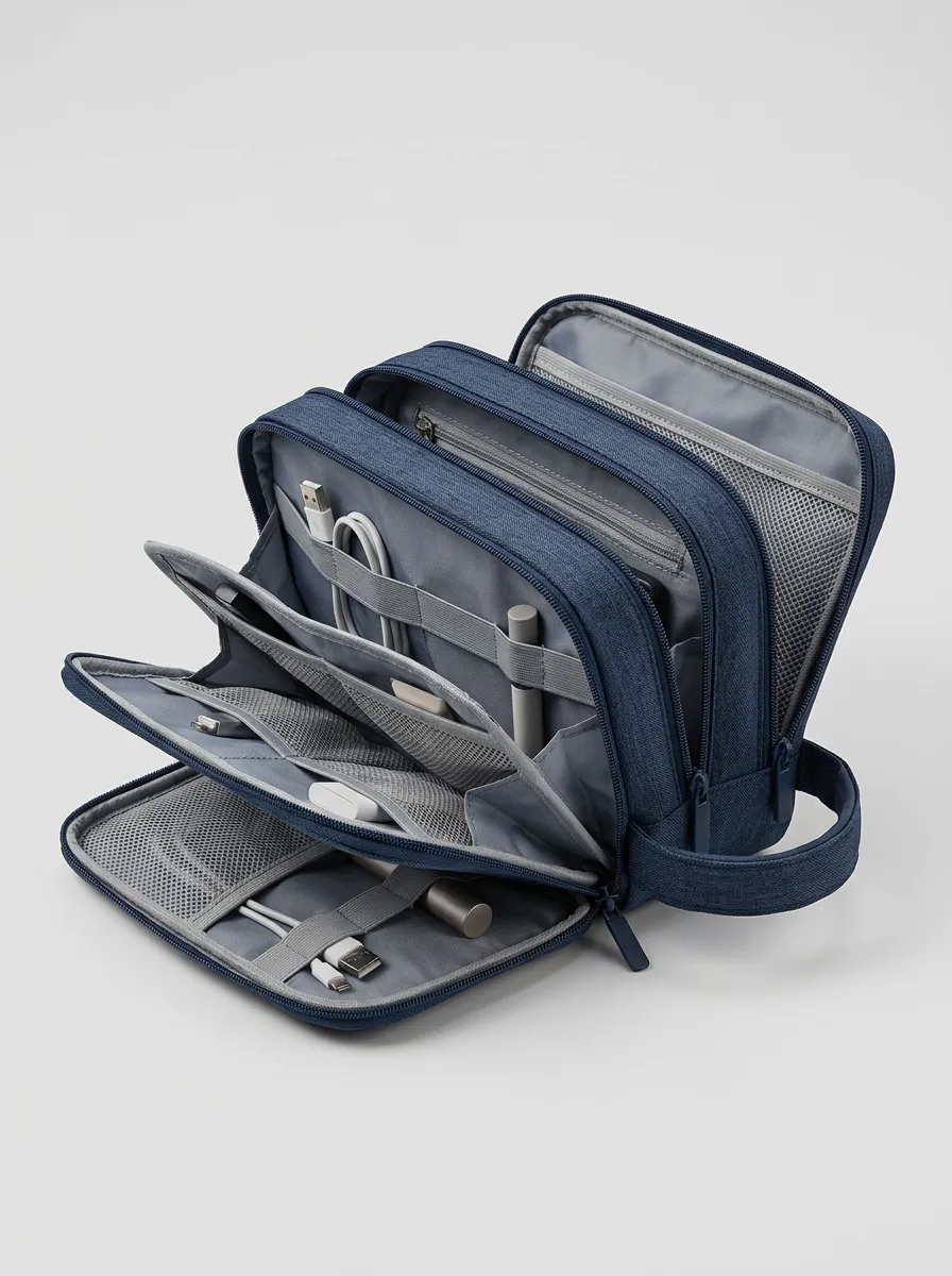 Multi-Layer Portable Tech Organizer Bag