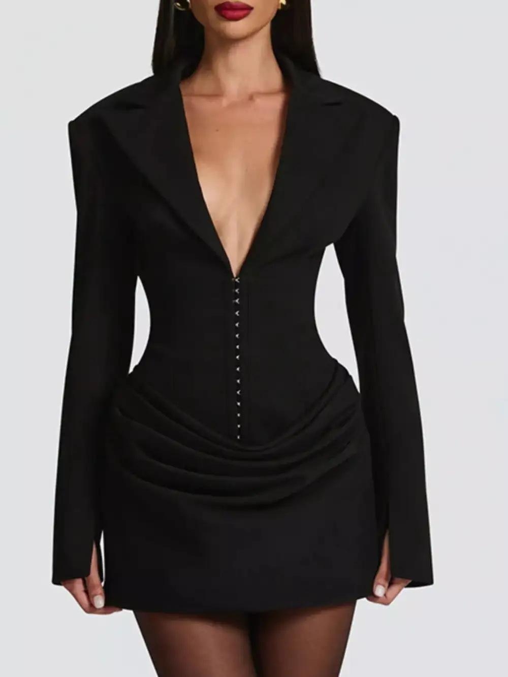 Balanced Detail Long Sleeve Mini Dress
