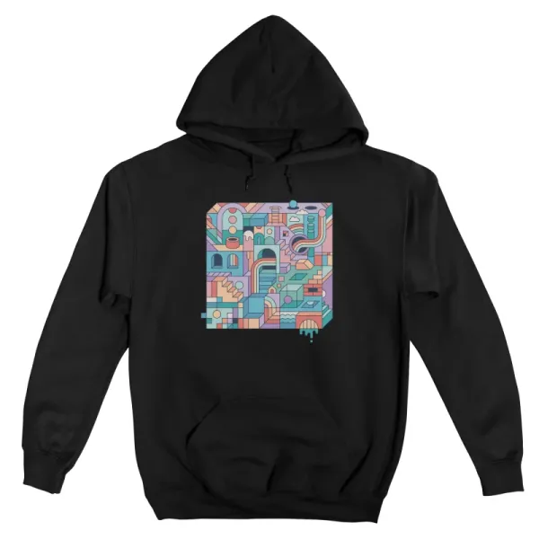 Men's Casual Abstract Maze Print Hoodie