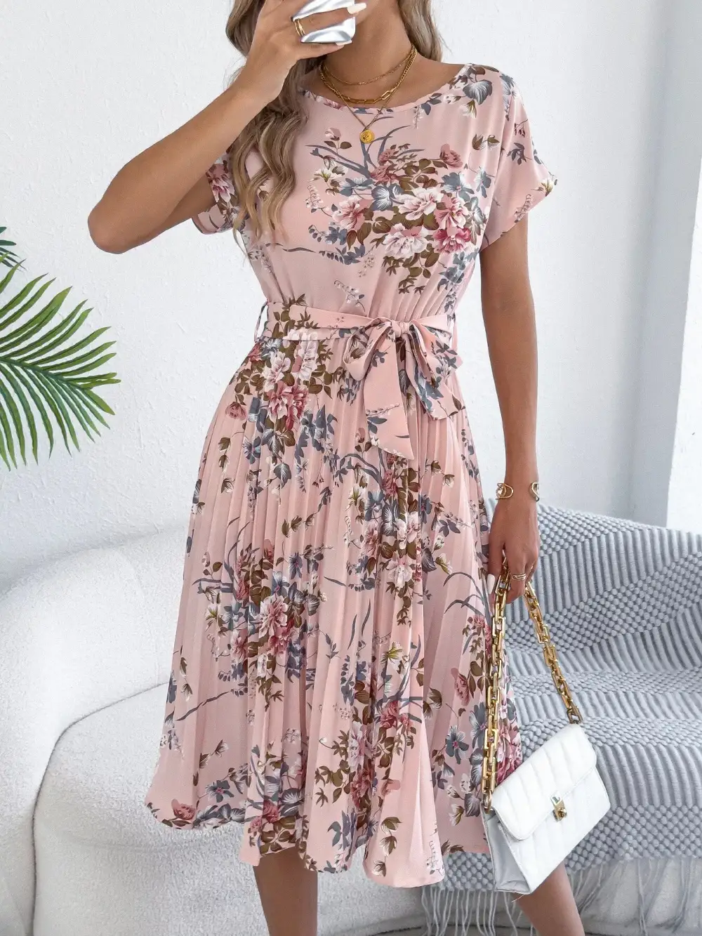 Pleated A-Line Midi Dress
