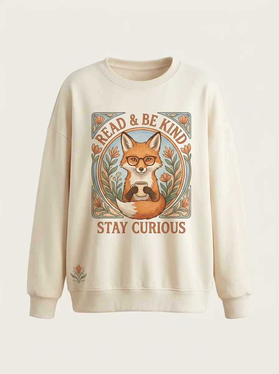 Book Lover Fox Coffee Sweatshirt
