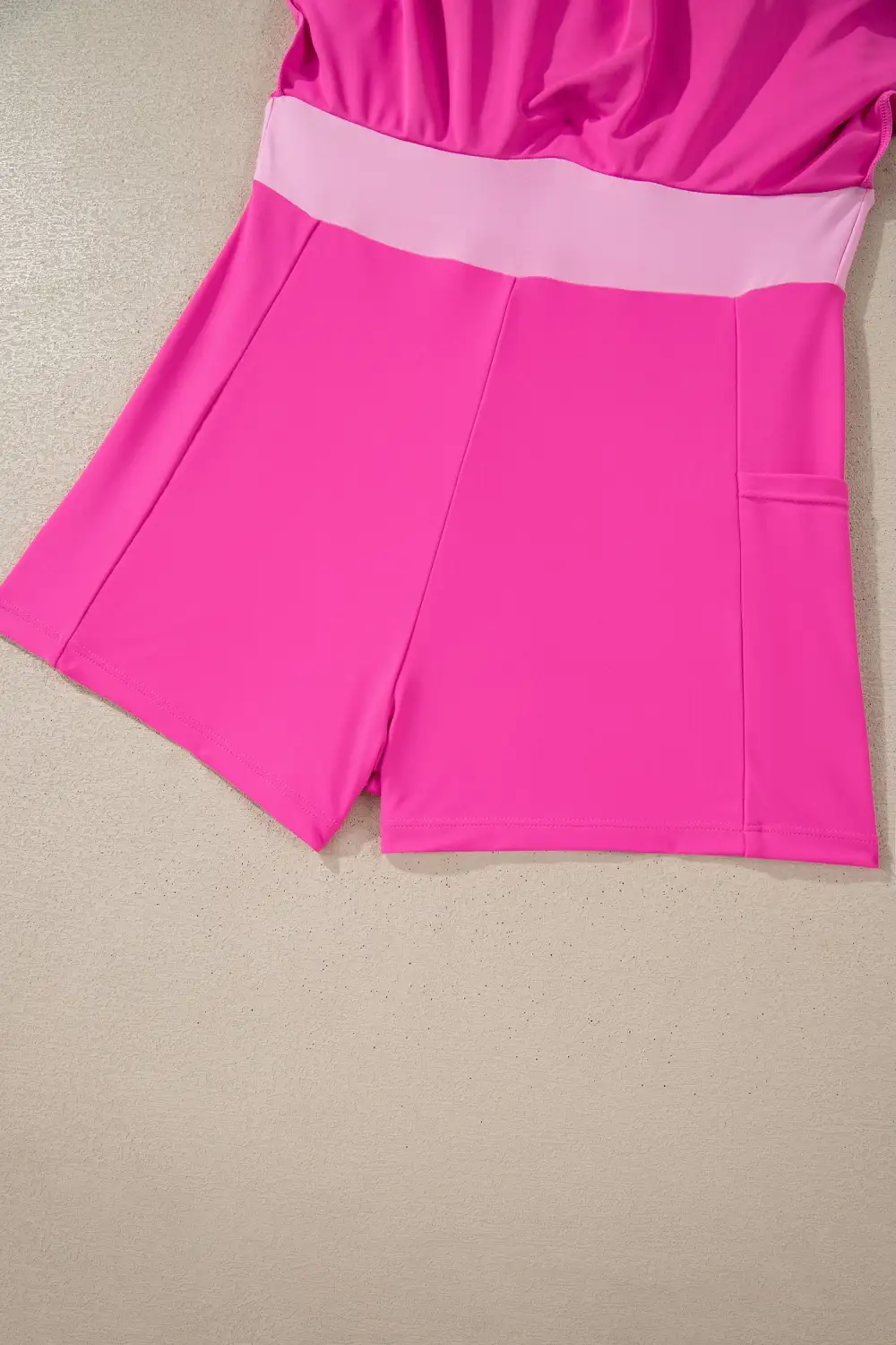 Contrast Trim Neckline Swim Dress