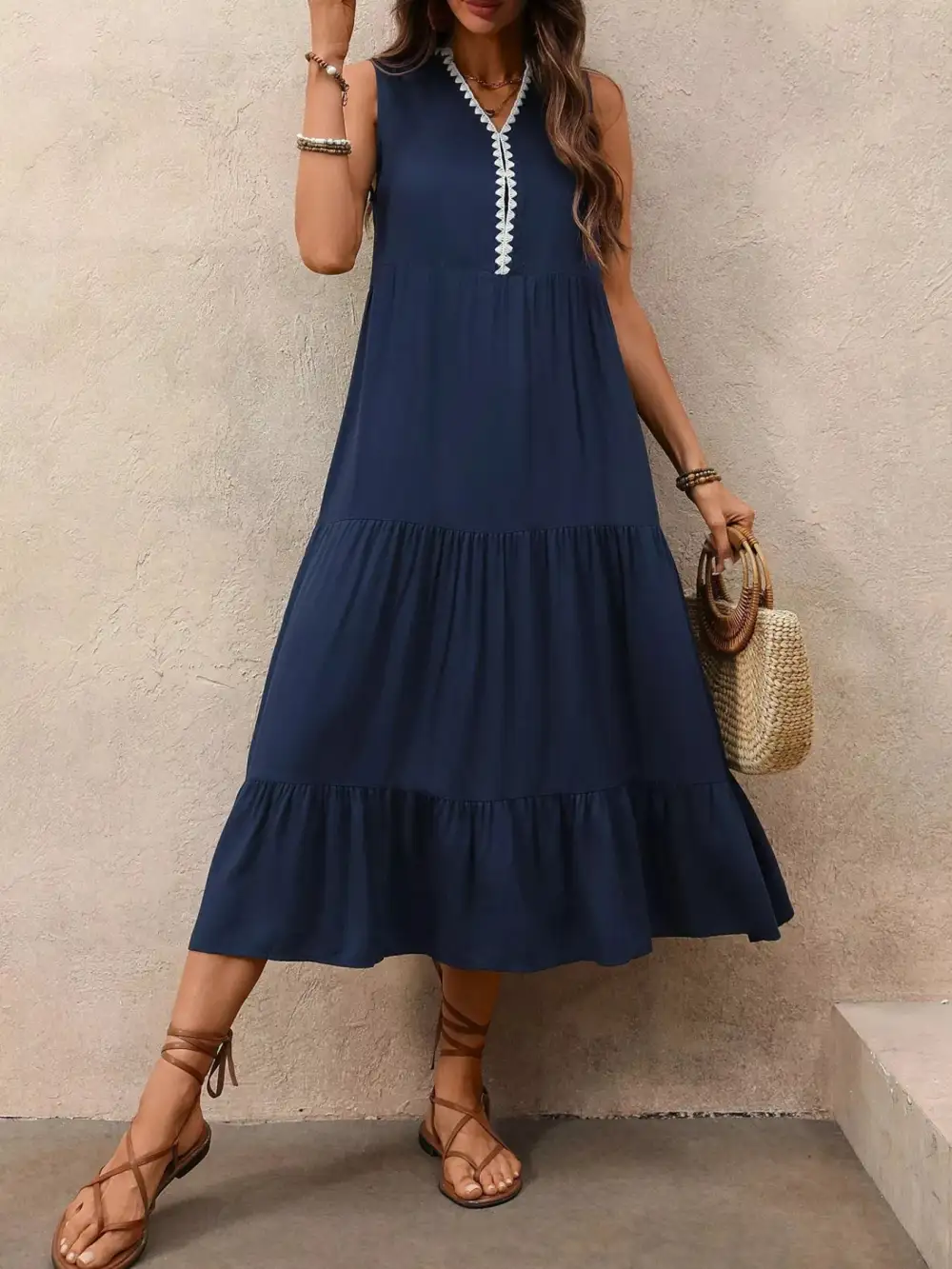 A Line Tiered Ruffle Casual Dress