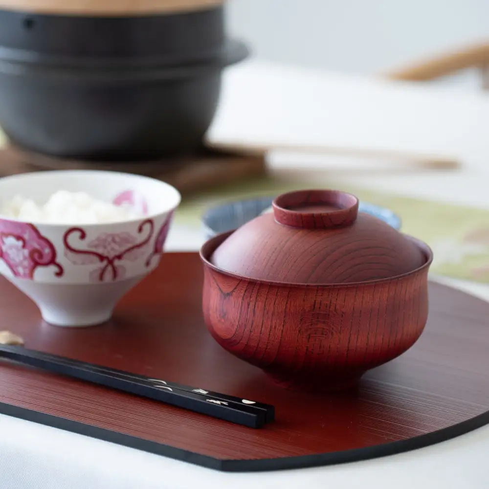 Lidded Wood-Grain Soup Bowl