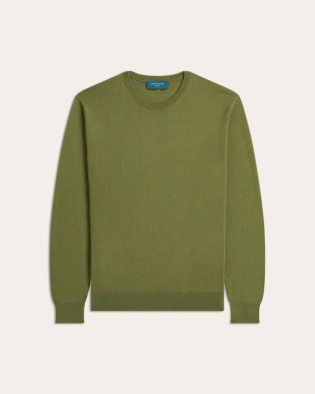 Soft Wool-Blend Crewneck Olive