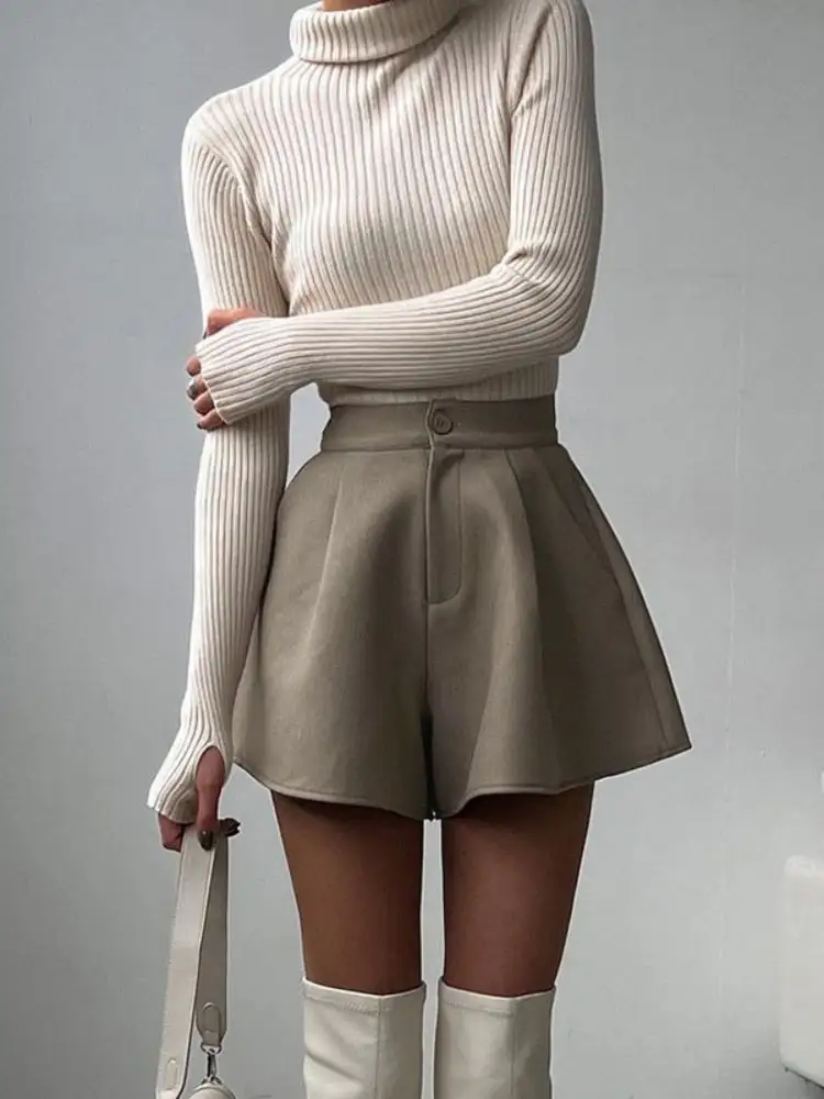 Flared High-Waist Shorts