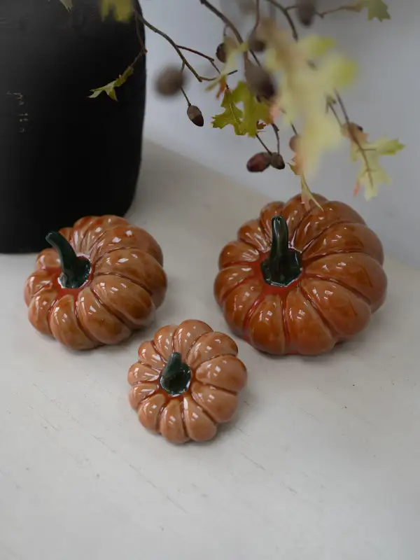 Stoneware Squashed Pumpkin Ornament