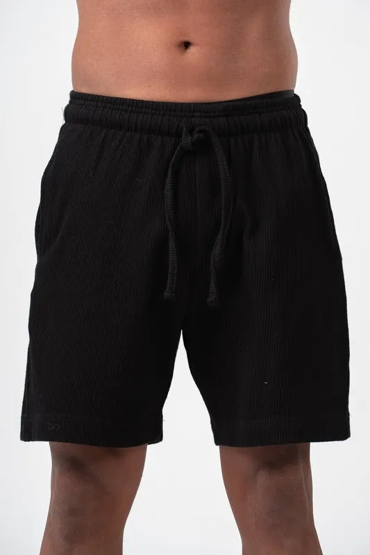 Black Everyday Textured Pull On Shorts
