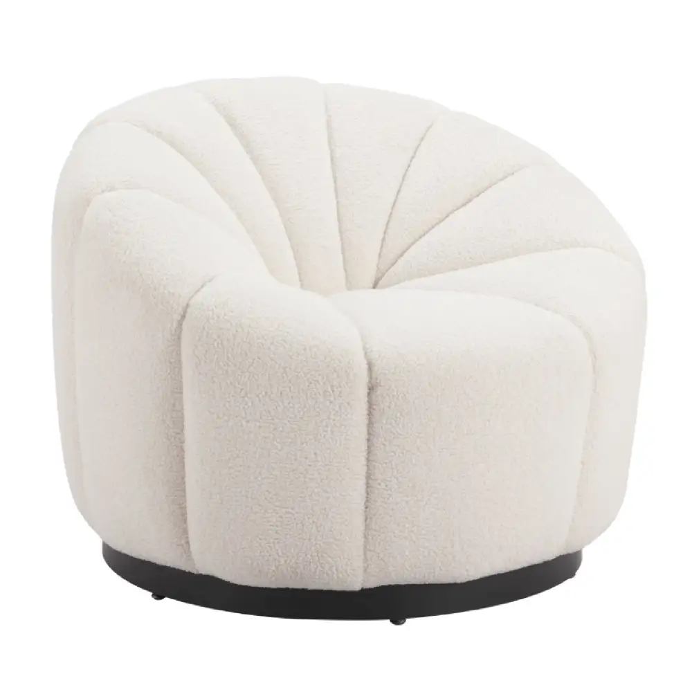 Curved Shearling Accent Chair
