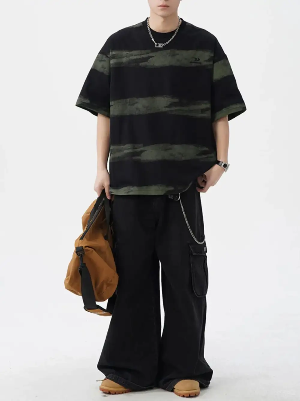Textured Striped Crew Neck Tee