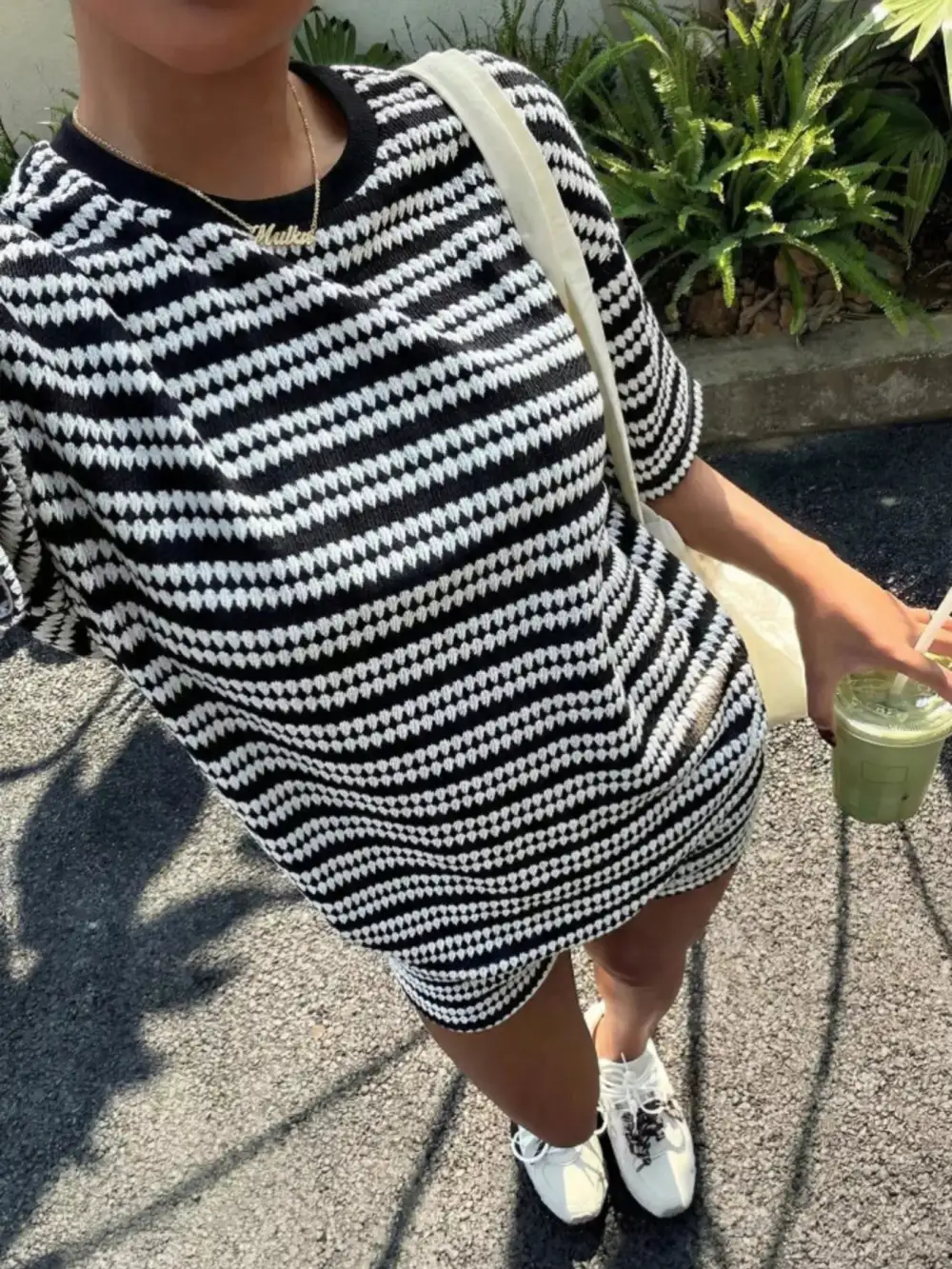 Striped Short Sleeve Top Shorts Set