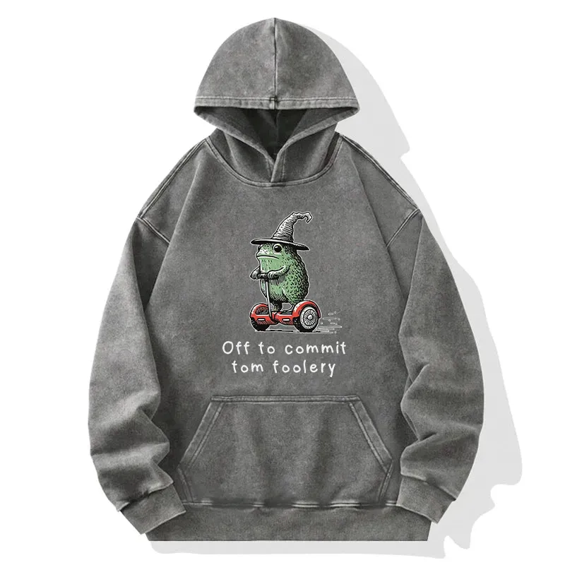 Frog Riding Balance Scooter Washed Hoodie