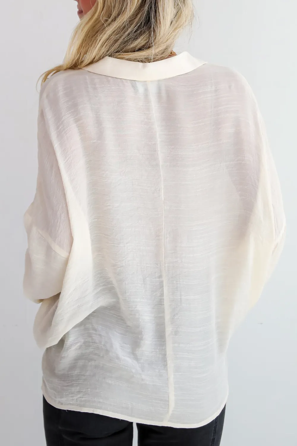 Polyester Button-Up Blouse