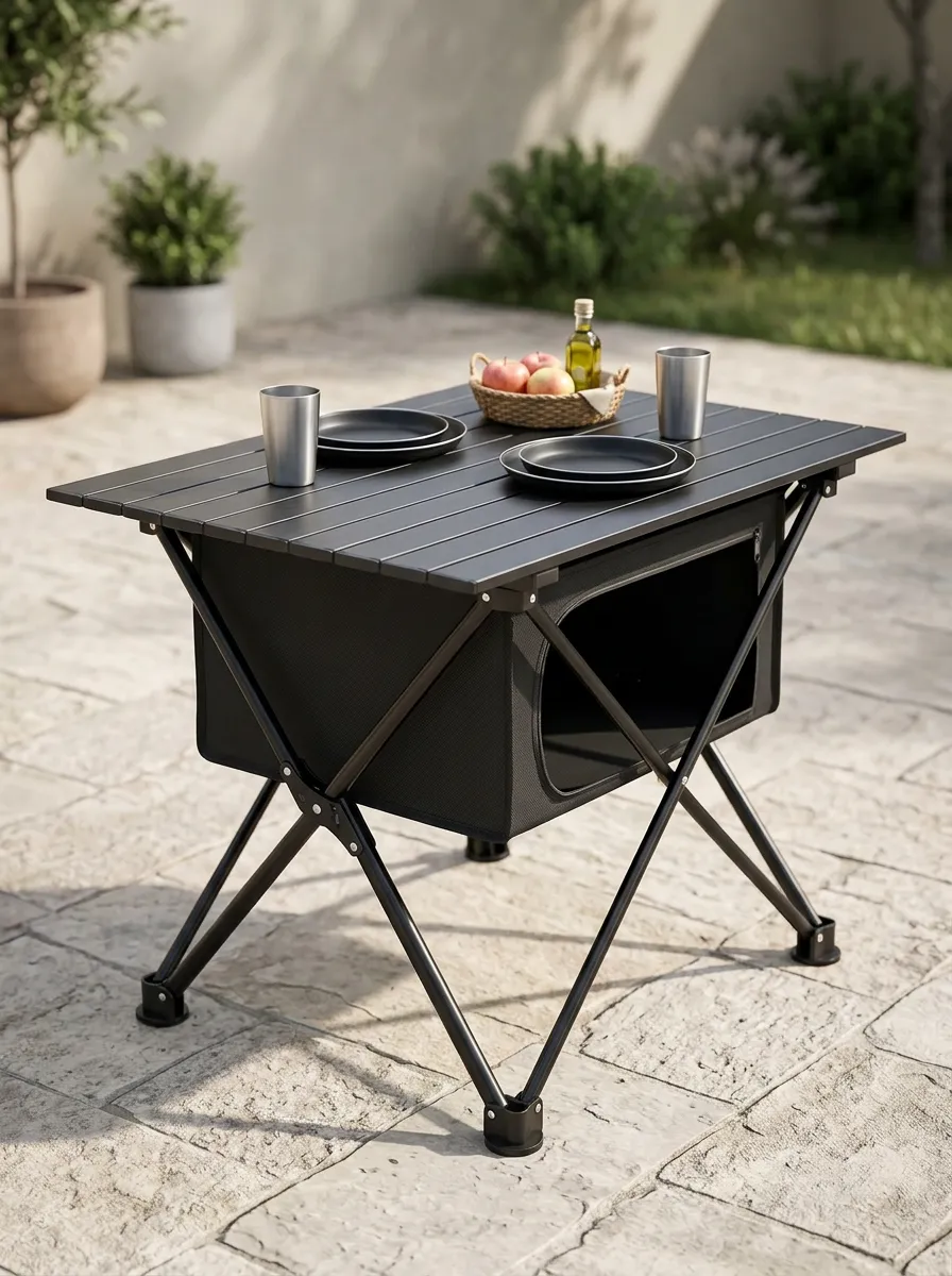 Folding Aluminum Camping Storage Table