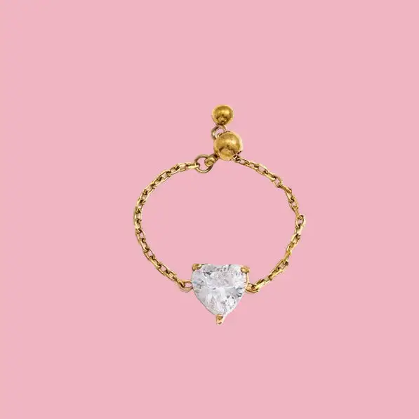 Textured Heart Stone Accent Ring
