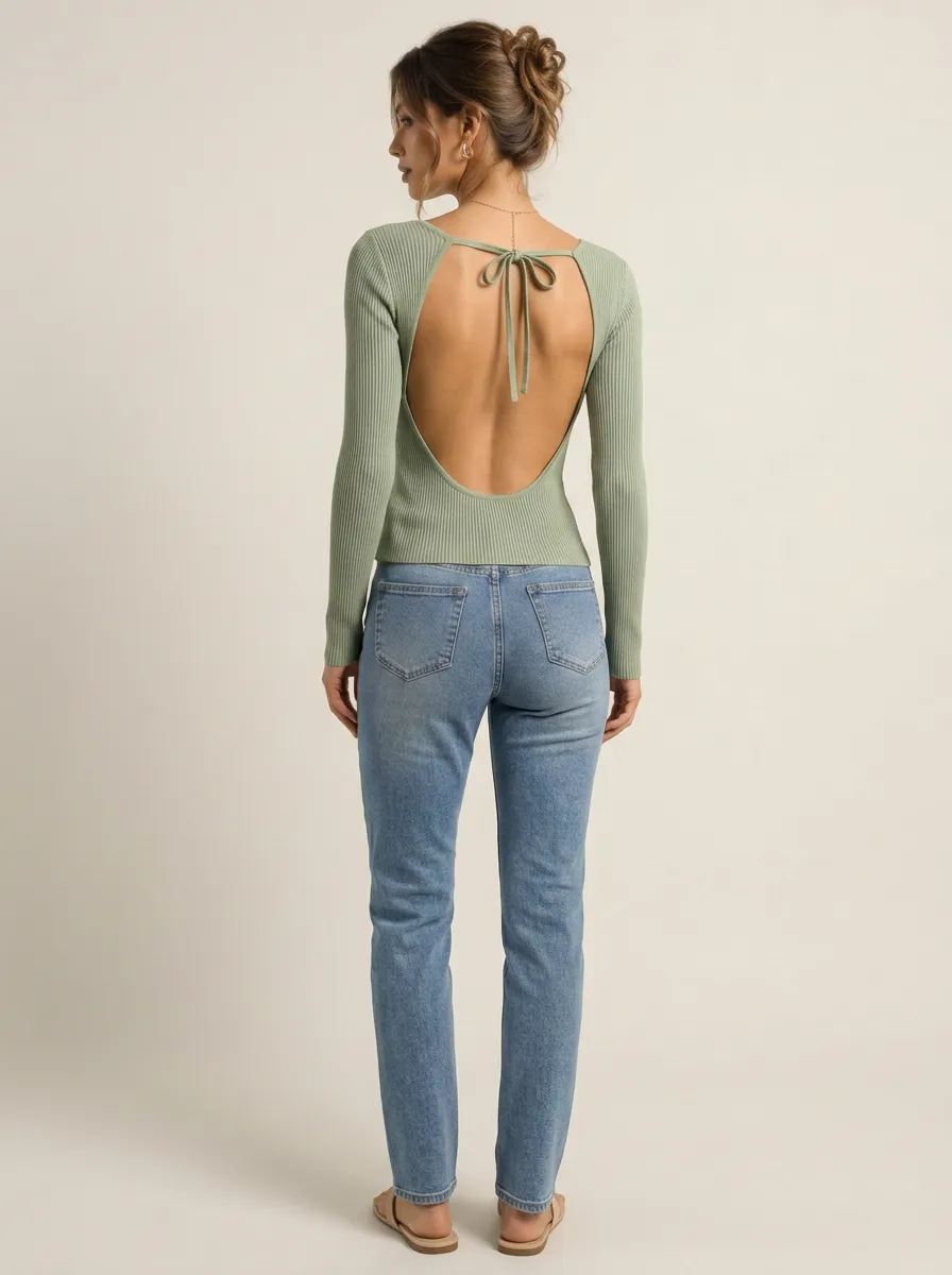 Women's Everyday Ribbed Backless Camisole Top
