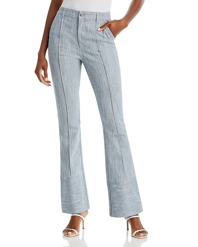 Lace Pintucked Cotton Flare Leg Pants