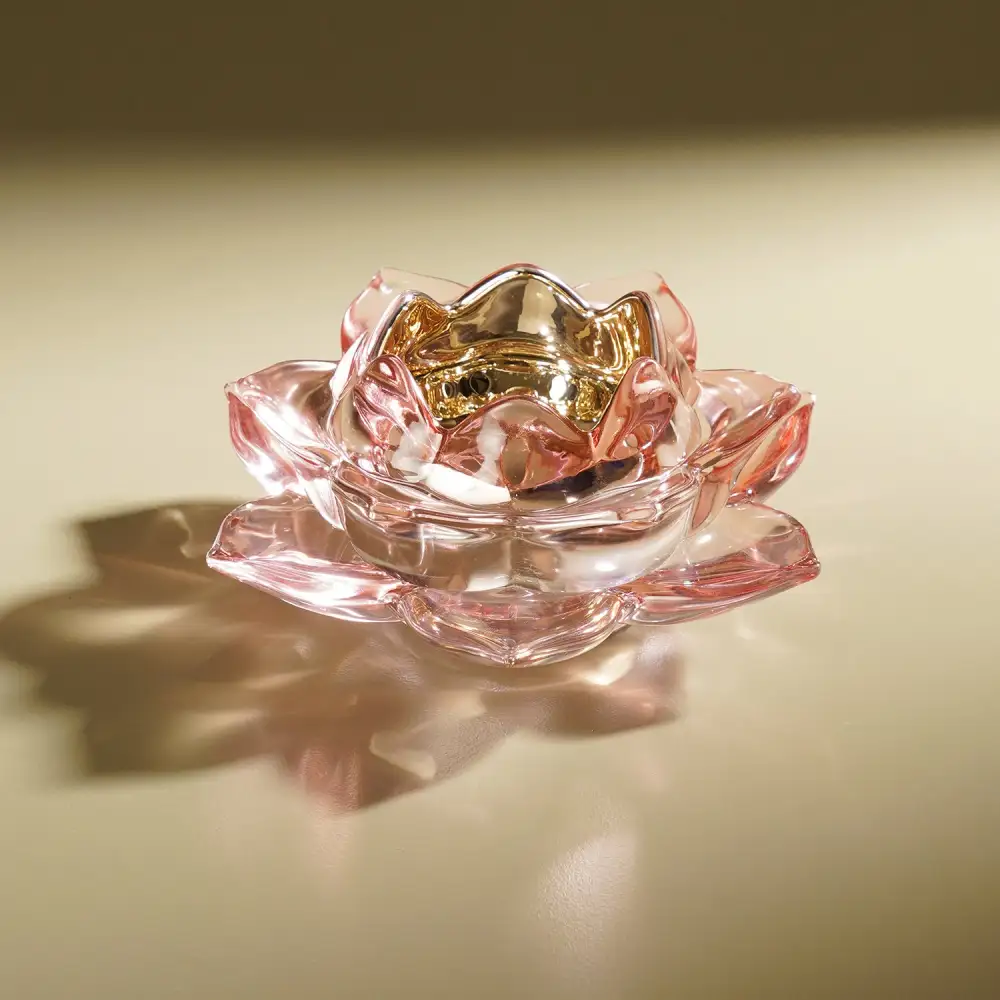 Light Pink Lotus Glass Tealight Holder