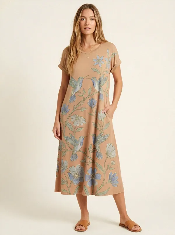 Nature Lover Hummingbird Floral Dress