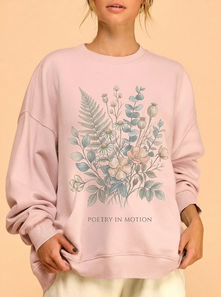 Women's Botanical Nature Lover Wildflower Printed Sweatshirt