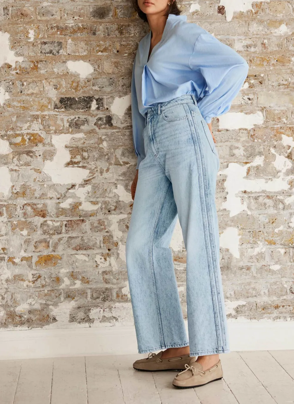 Casual Style Barrel Leg Jeans