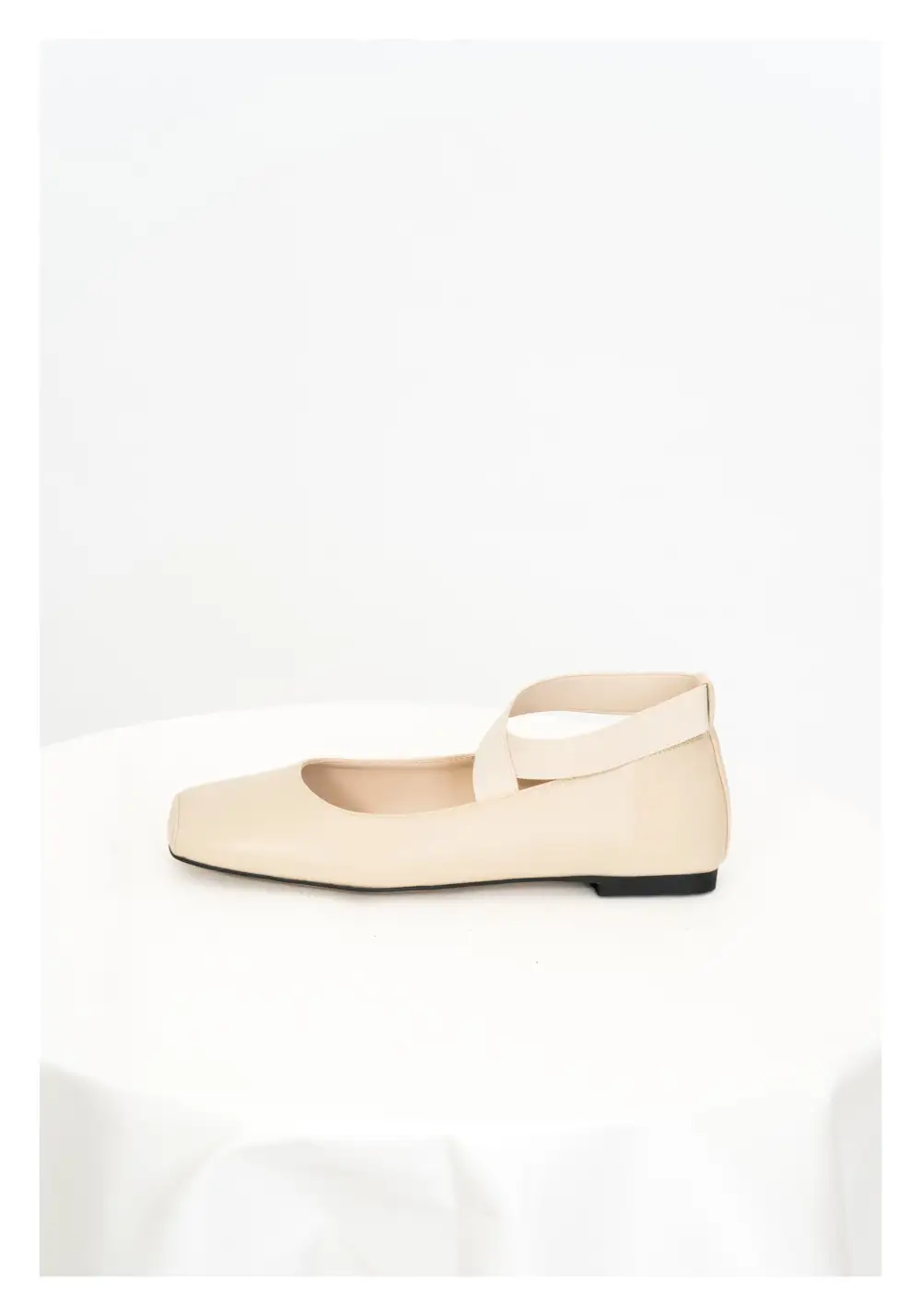Balanced Faux Leather Square Toe Ballet Flats